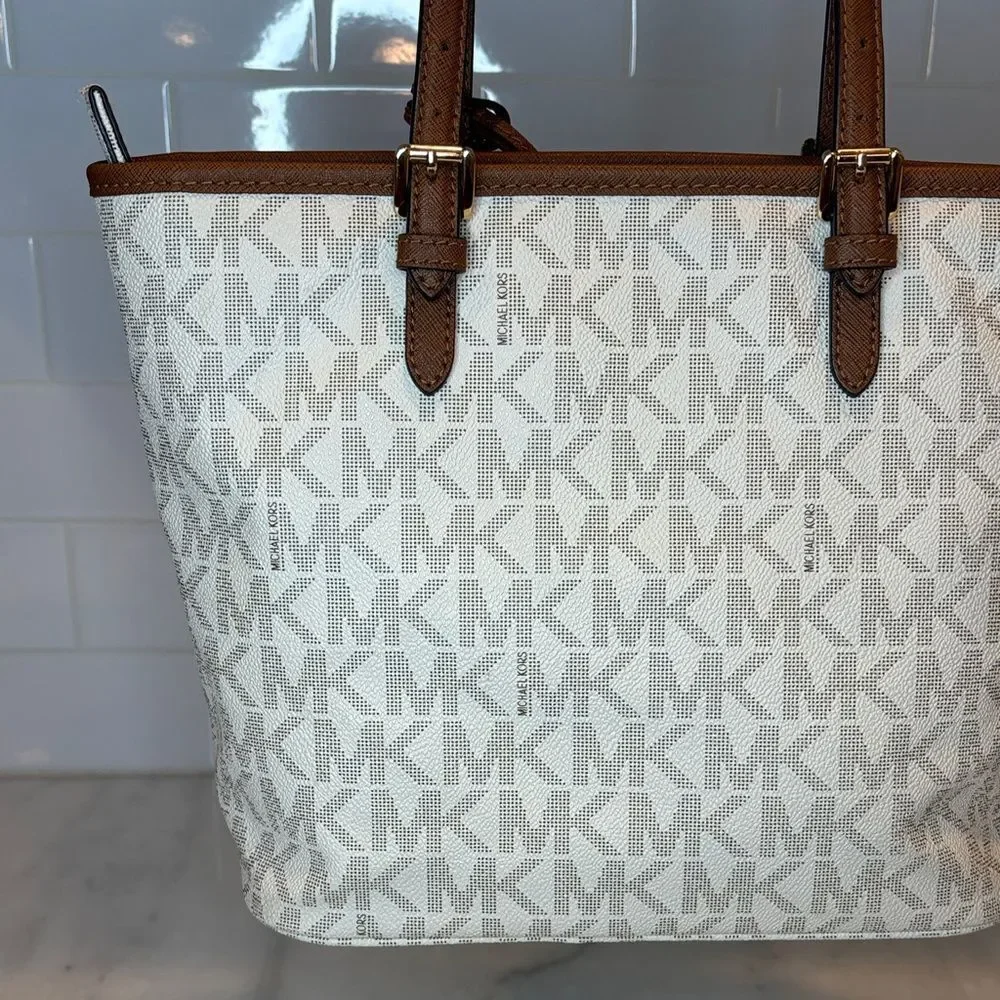 Michael Kors Bag Purse Handbag Pocketbook Jet Set Logo Large Signature Tote Bag